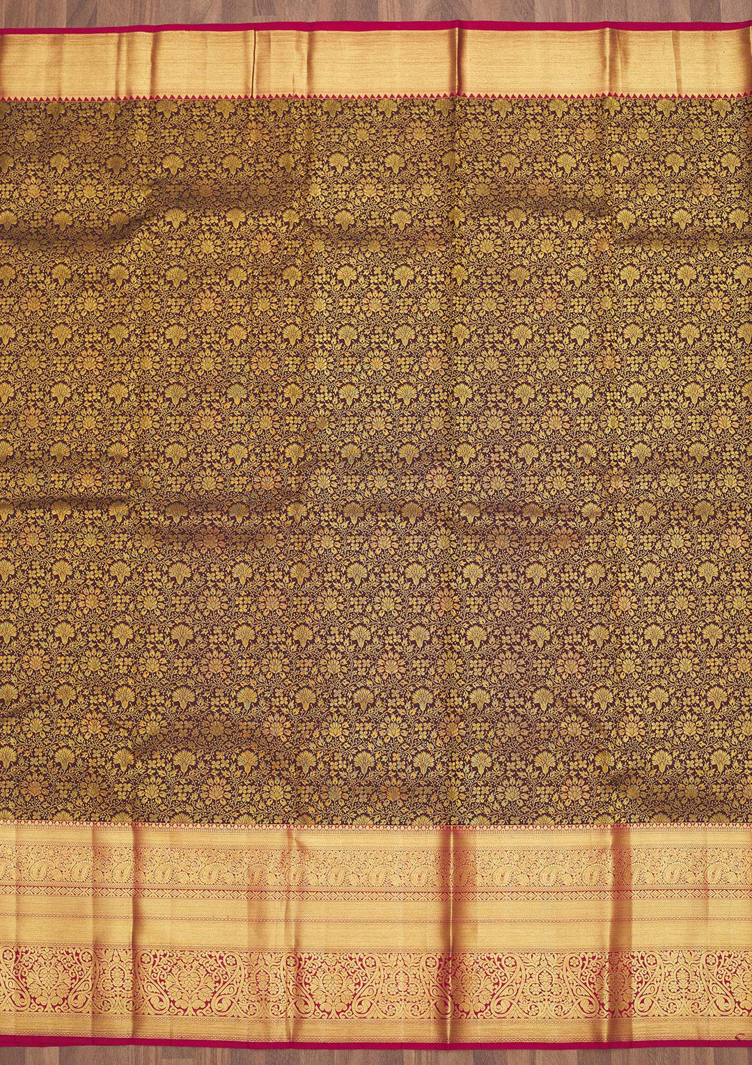 Brown Zariwork Pure Silk Saree