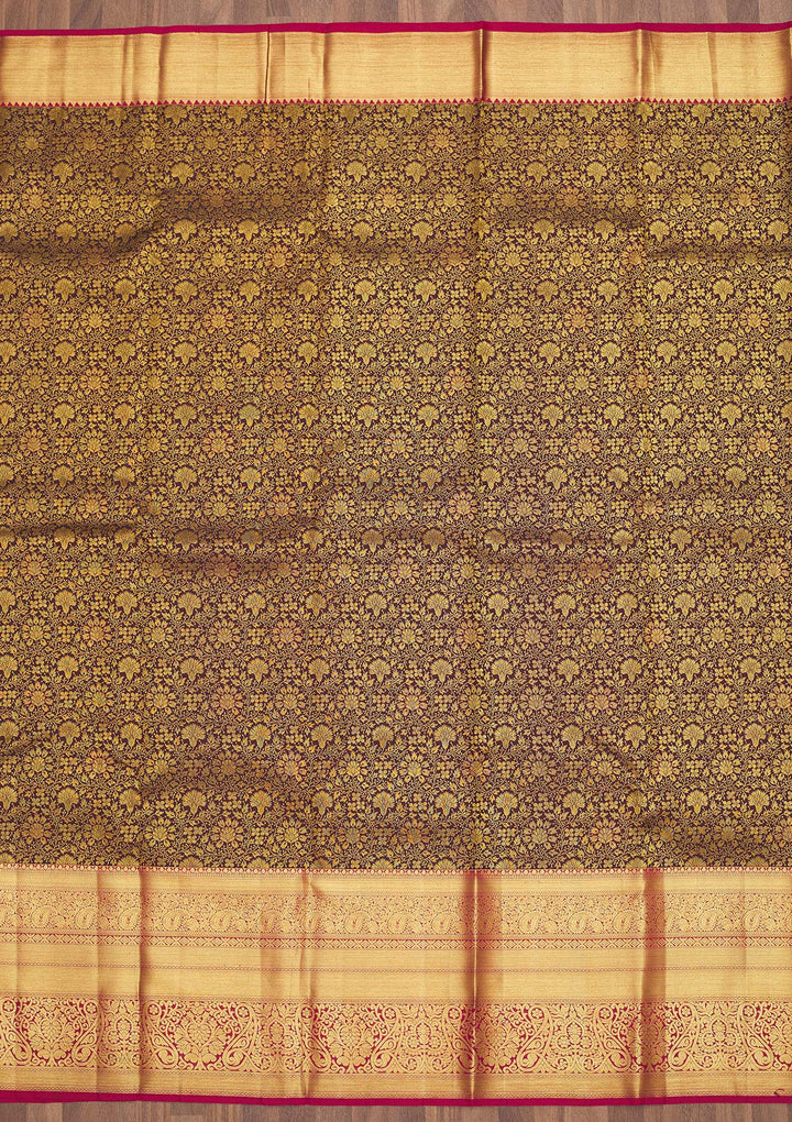 Brown Zariwork Pure Silk Saree