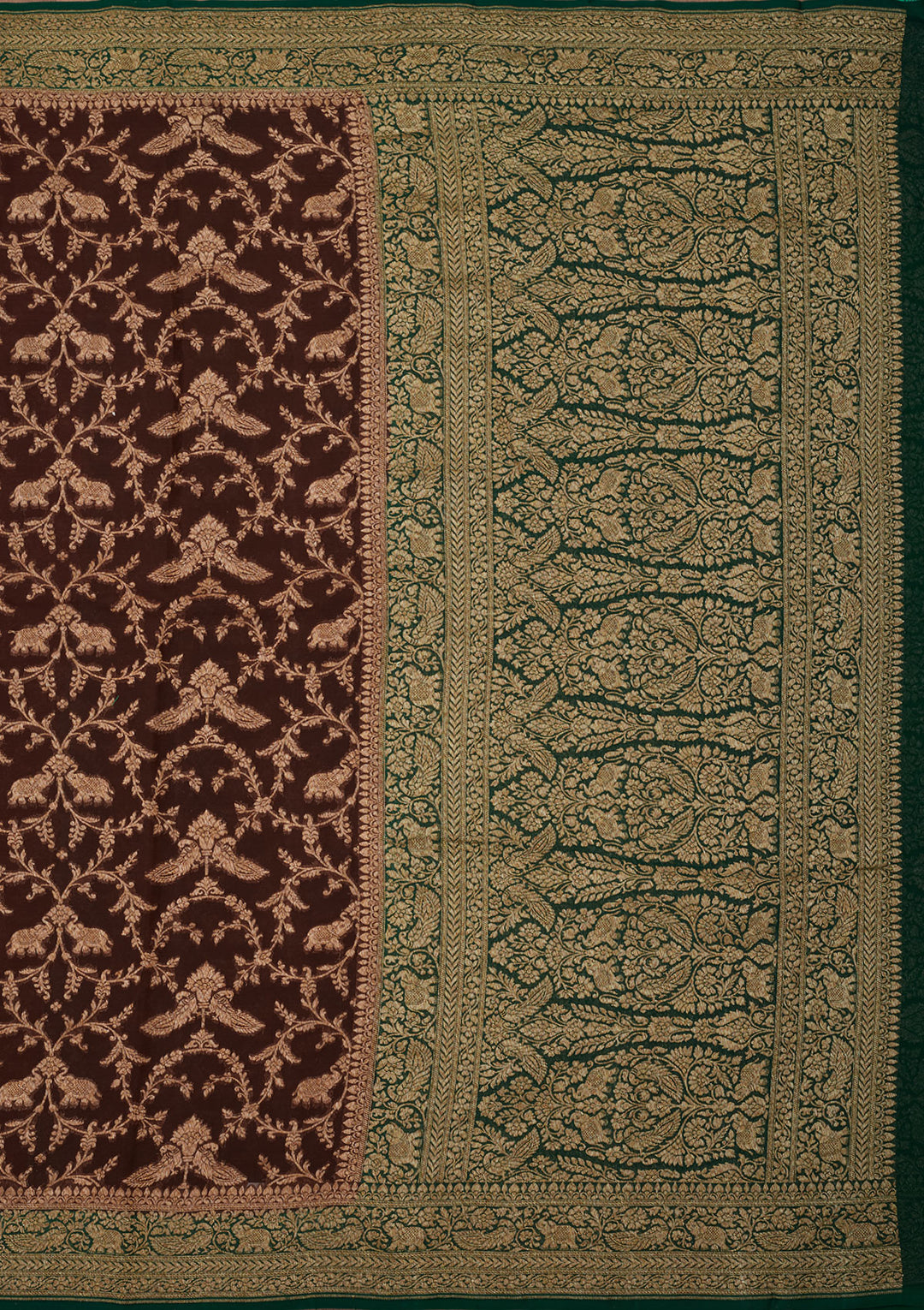 Brown Zariwork Pure Silk Saree