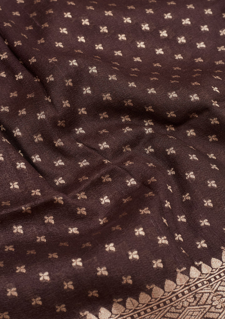 Brown Zariwork Pure Silk Saree