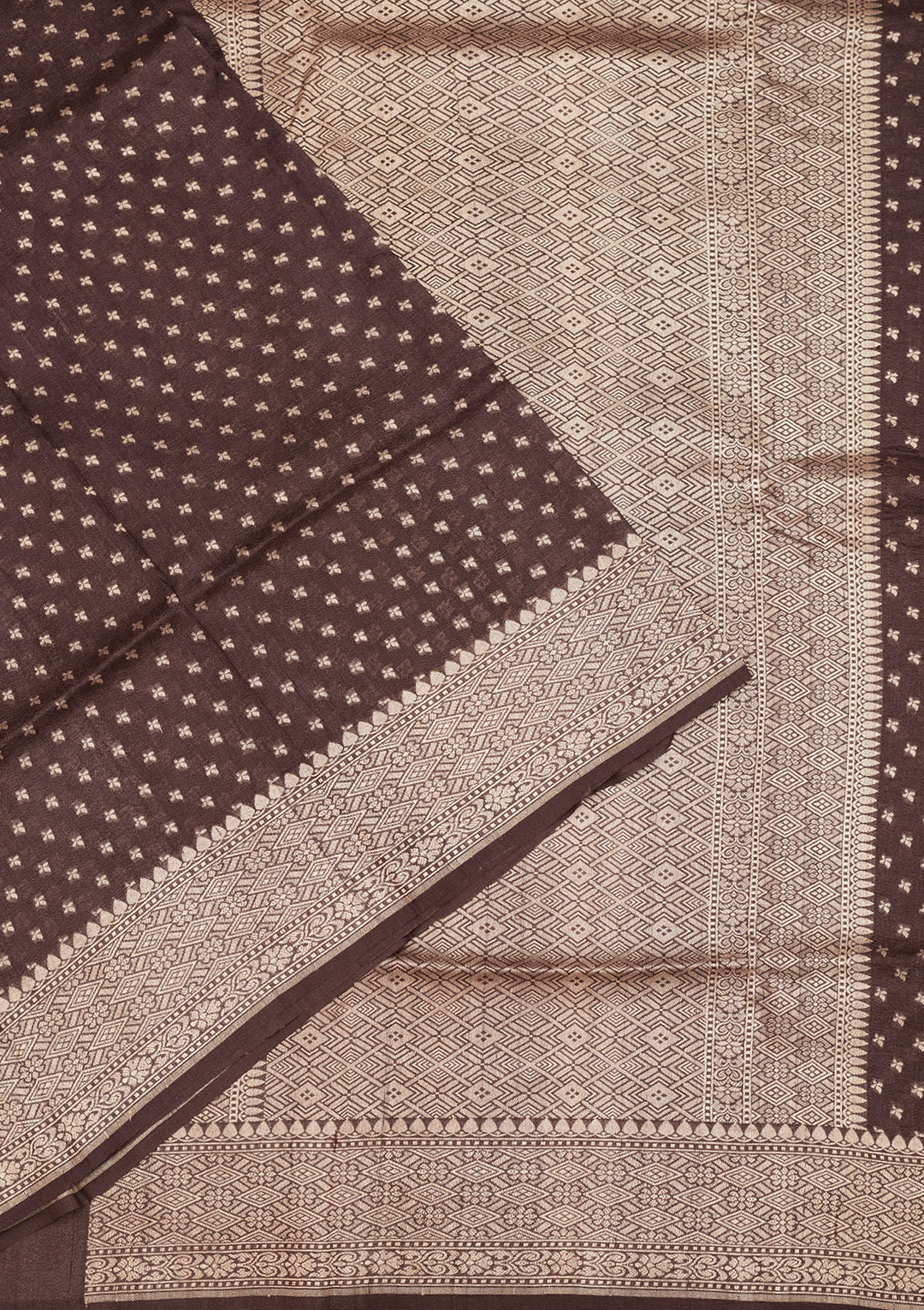 Brown Zariwork Pure Silk Saree
