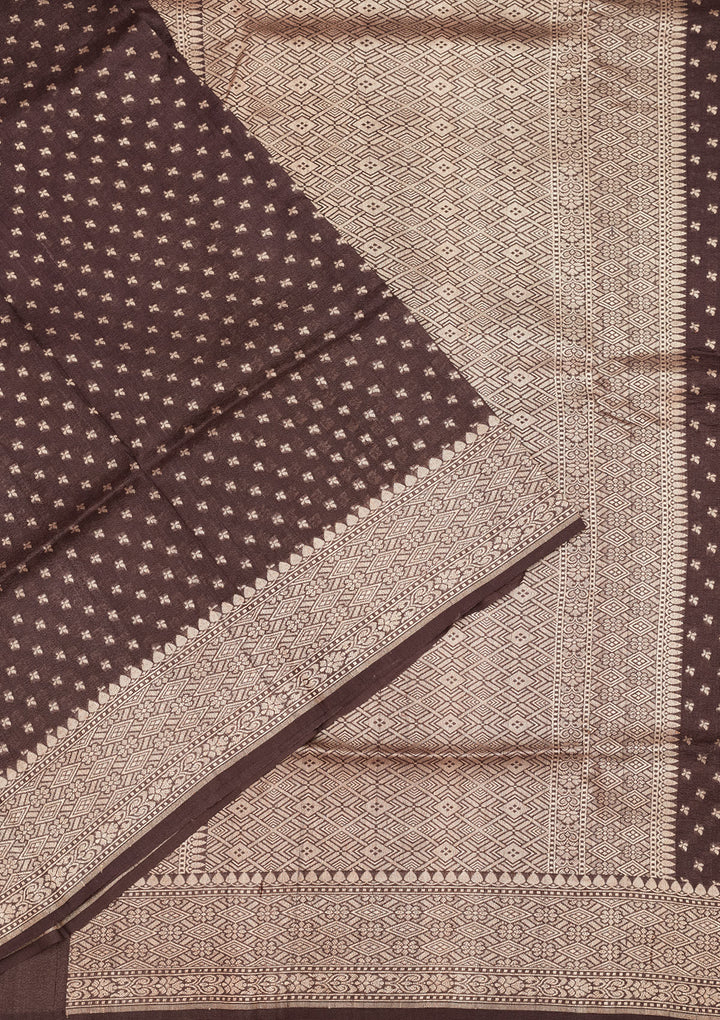 Brown Zariwork Pure Silk Saree