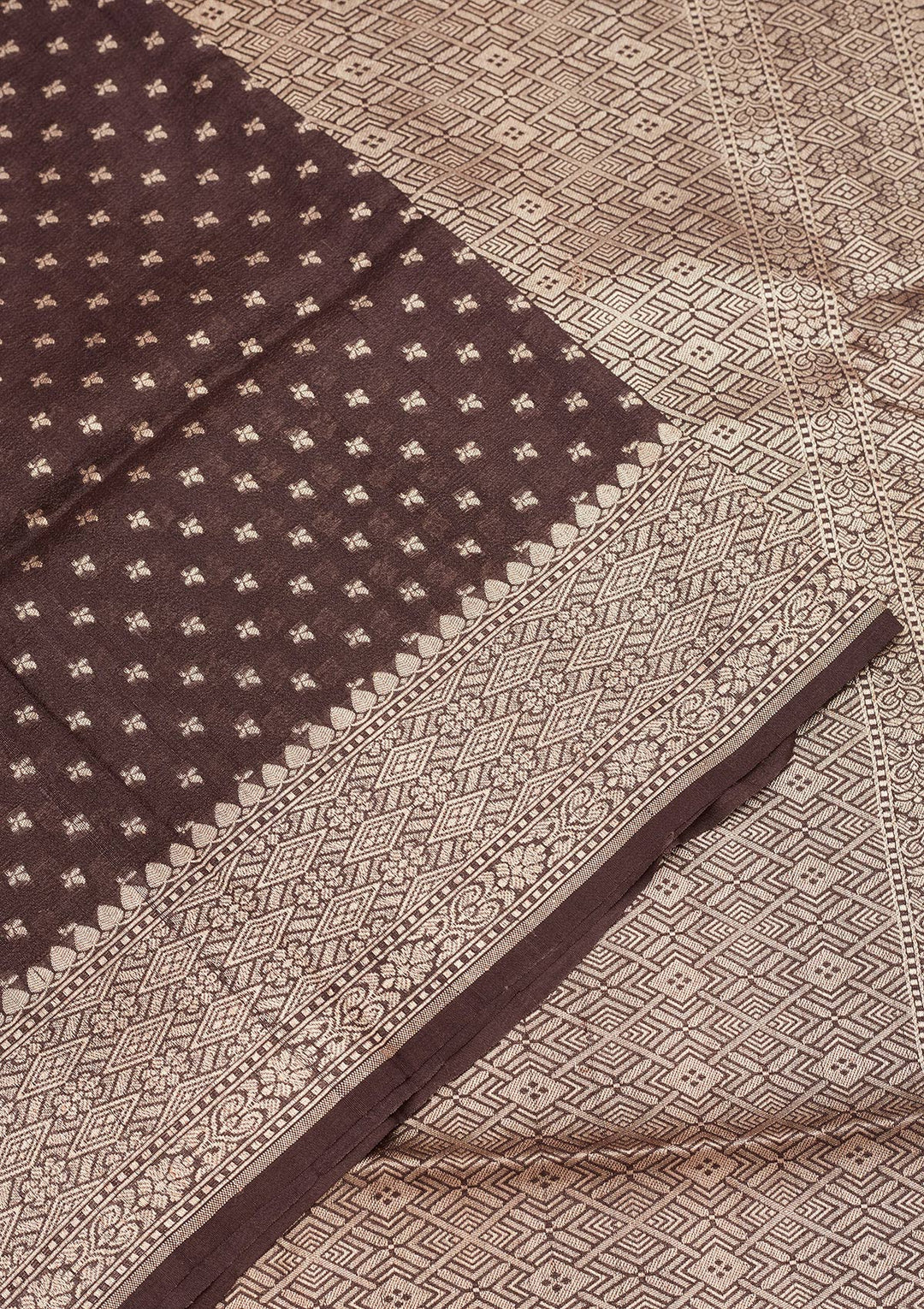 Brown Zariwork Pure Silk Saree
