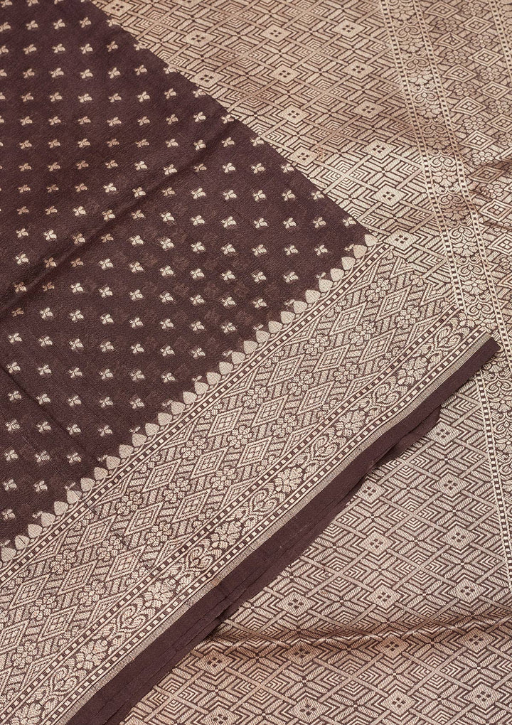 Brown Zariwork Pure Silk Saree