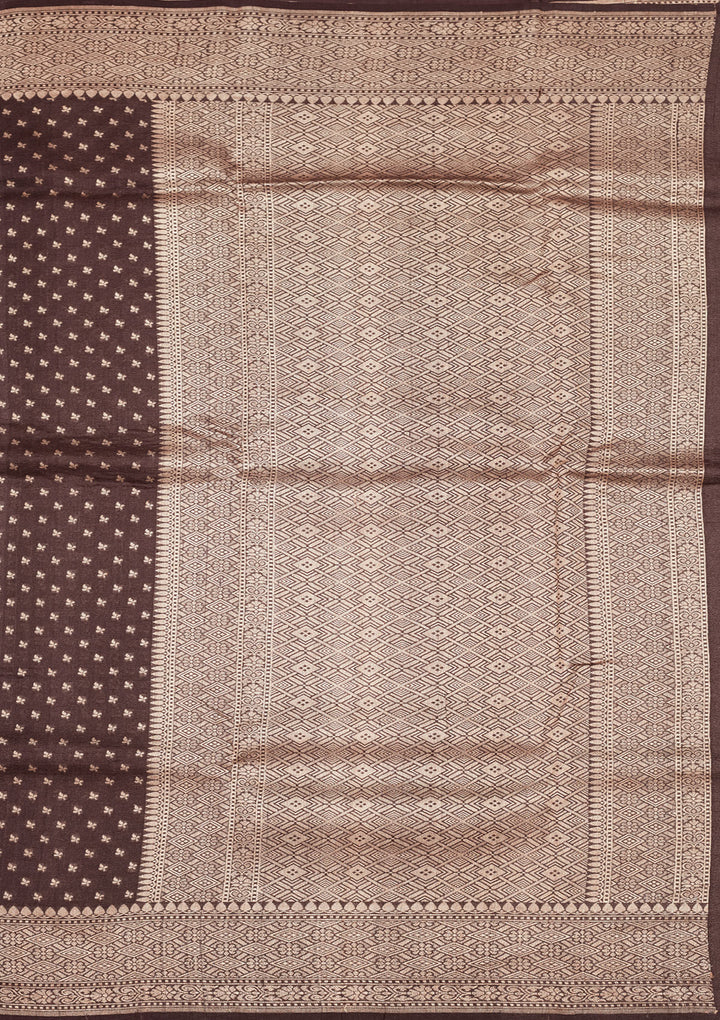 Brown Zariwork Pure Silk Saree