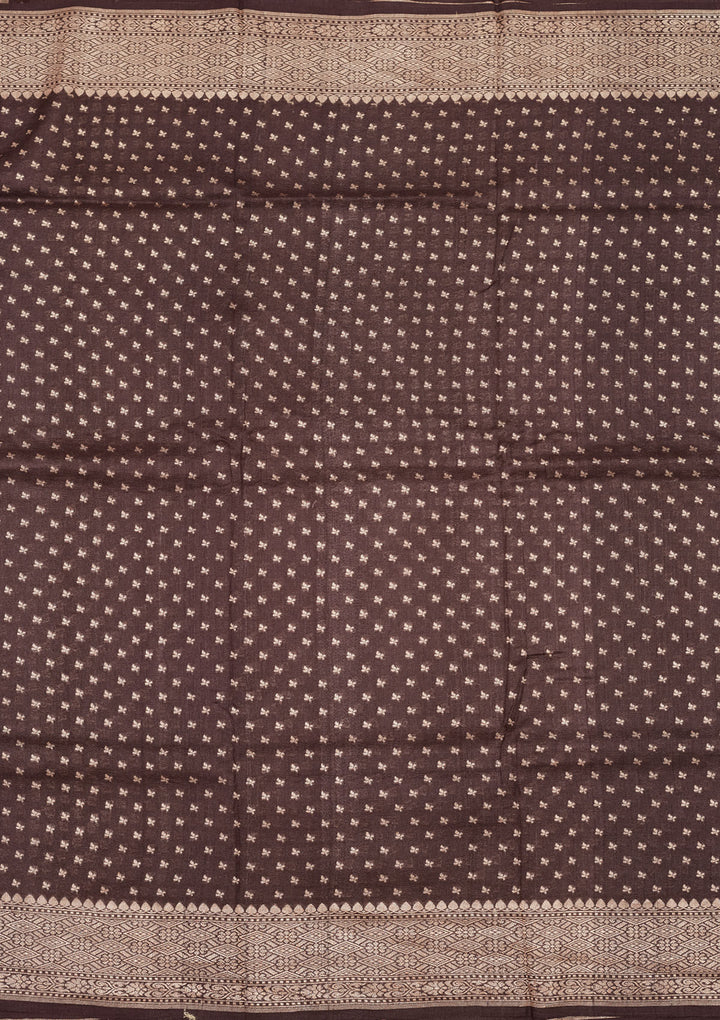 Brown Zariwork Pure Silk Saree