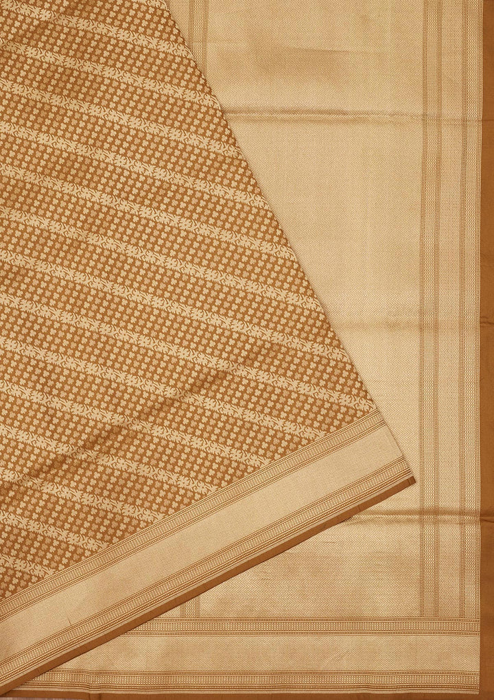 Brown Zariwork Pure Silk Saree