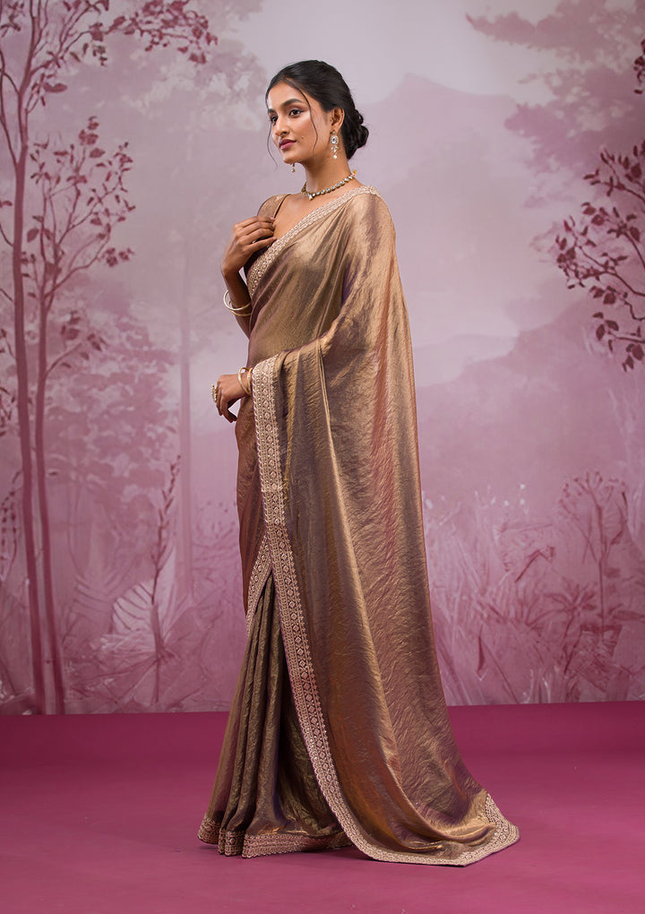 Copper Threadwork Tissue Saree