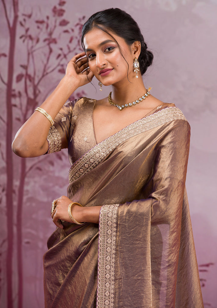 Copper Threadwork Tissue Saree
