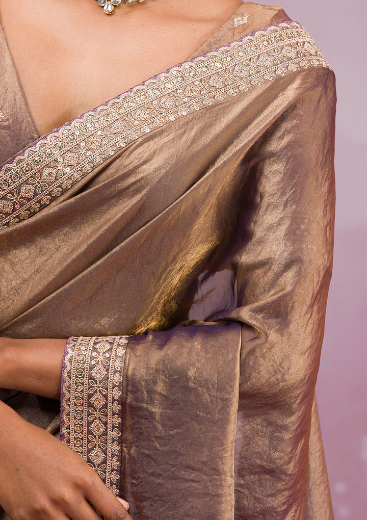 Copper Threadwork Tissue Saree