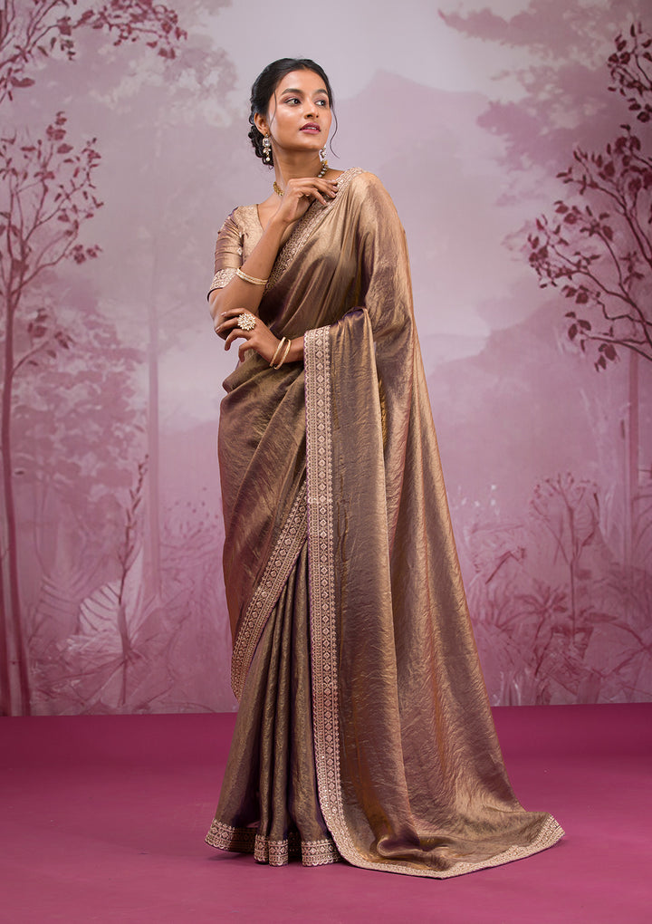Copper Threadwork Tissue Saree