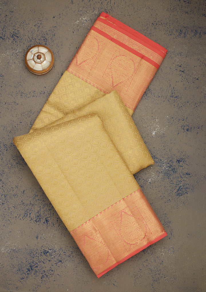 Cream Zariwork Pure Silk Saree