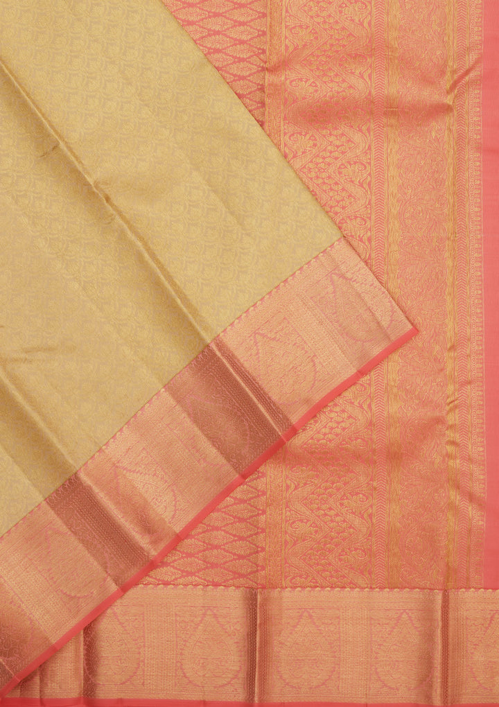 Cream Zariwork Pure Silk Saree