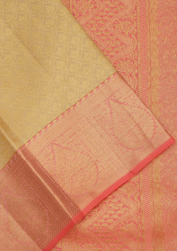 Cream Zariwork Pure Silk Saree