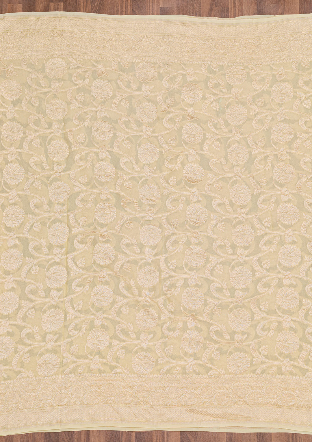 Cream Zariwork Banarasi Pure Silk Saree