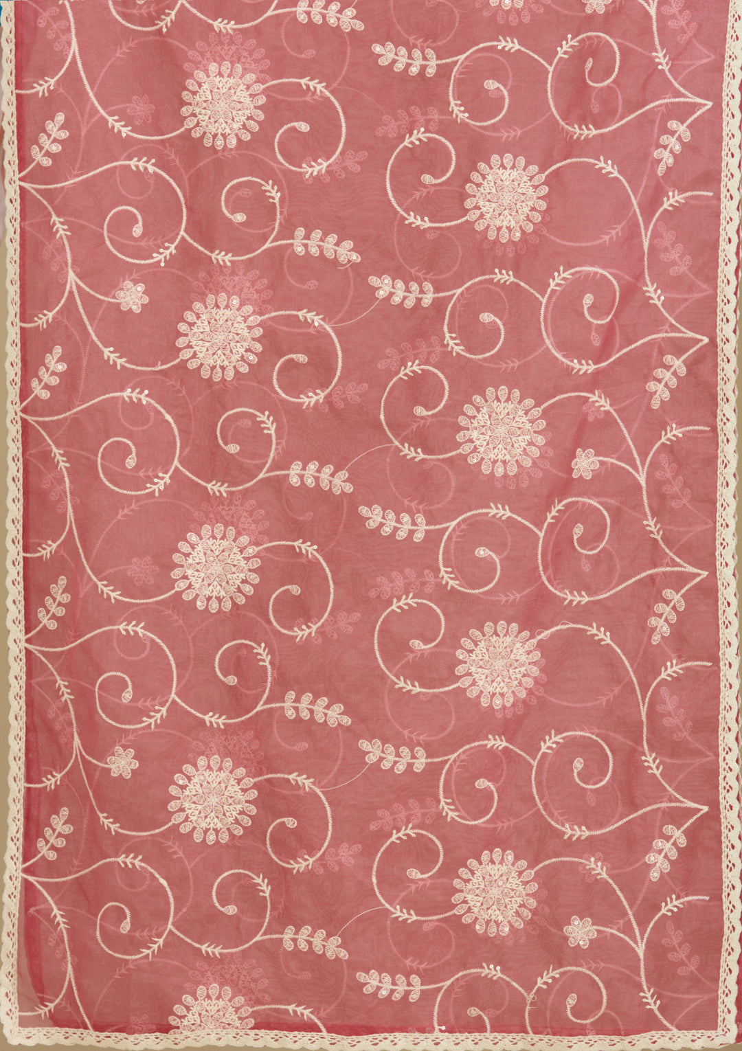 Dark Onion Pink Threadwork Semi Crepe Readymade Salwar Suit