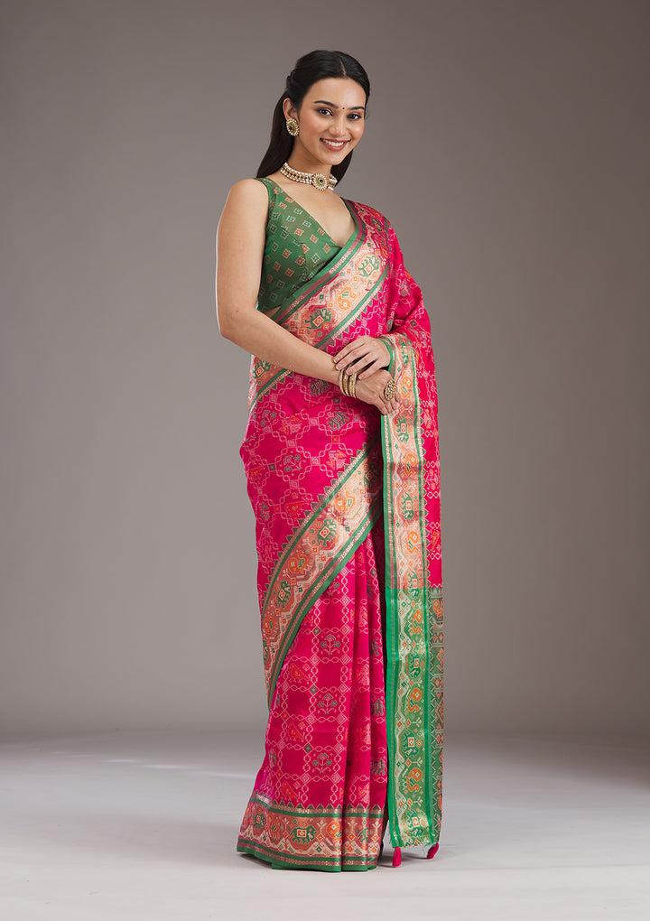 Green Printed Silk Saree