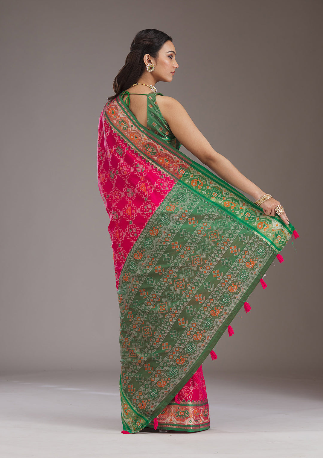Green Printed Silk Saree
