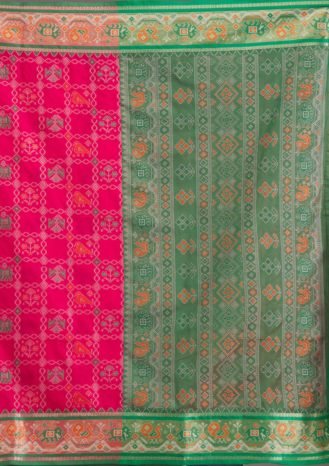 Green Printed Silk Saree
