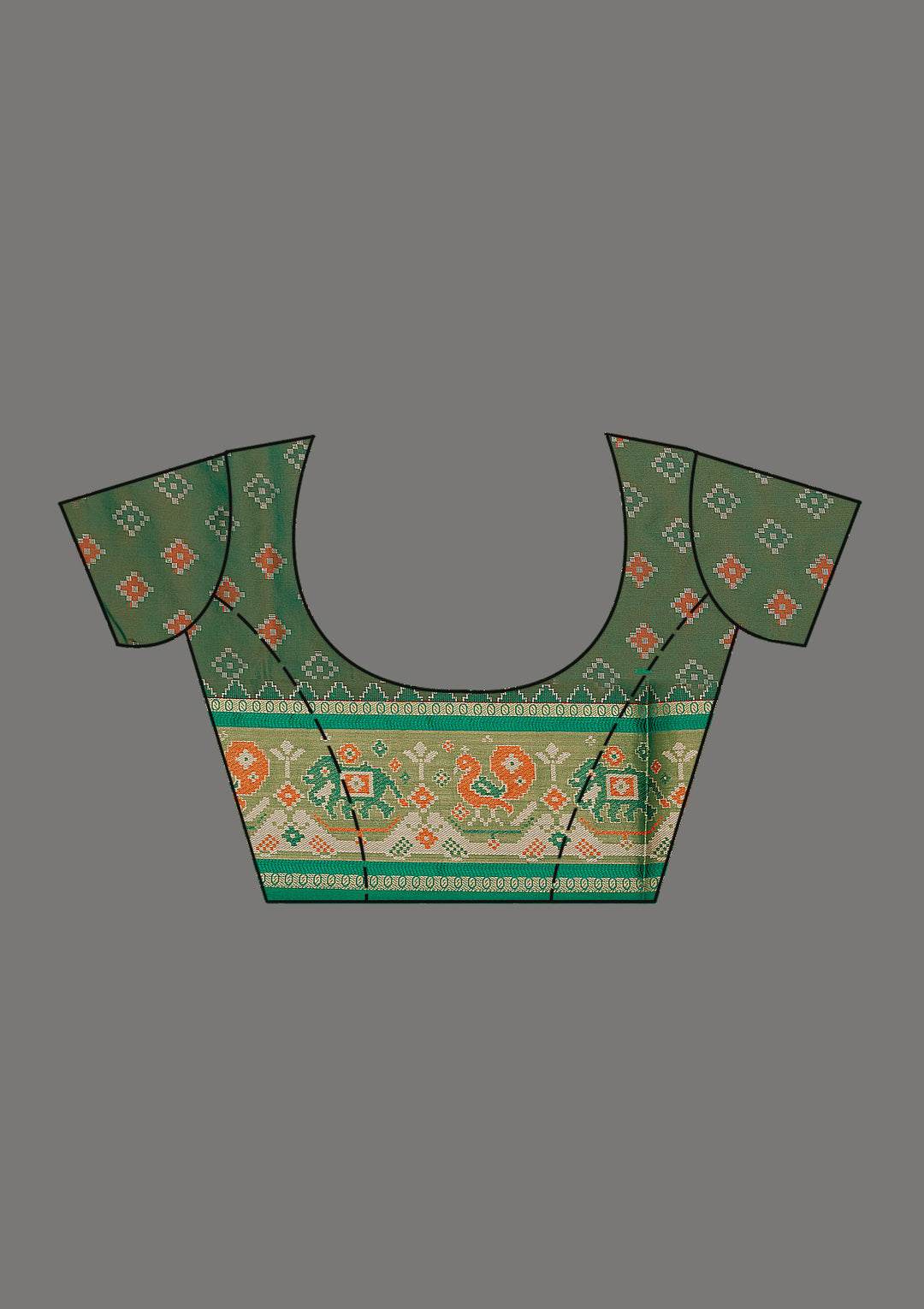 Green Printed Silk Saree