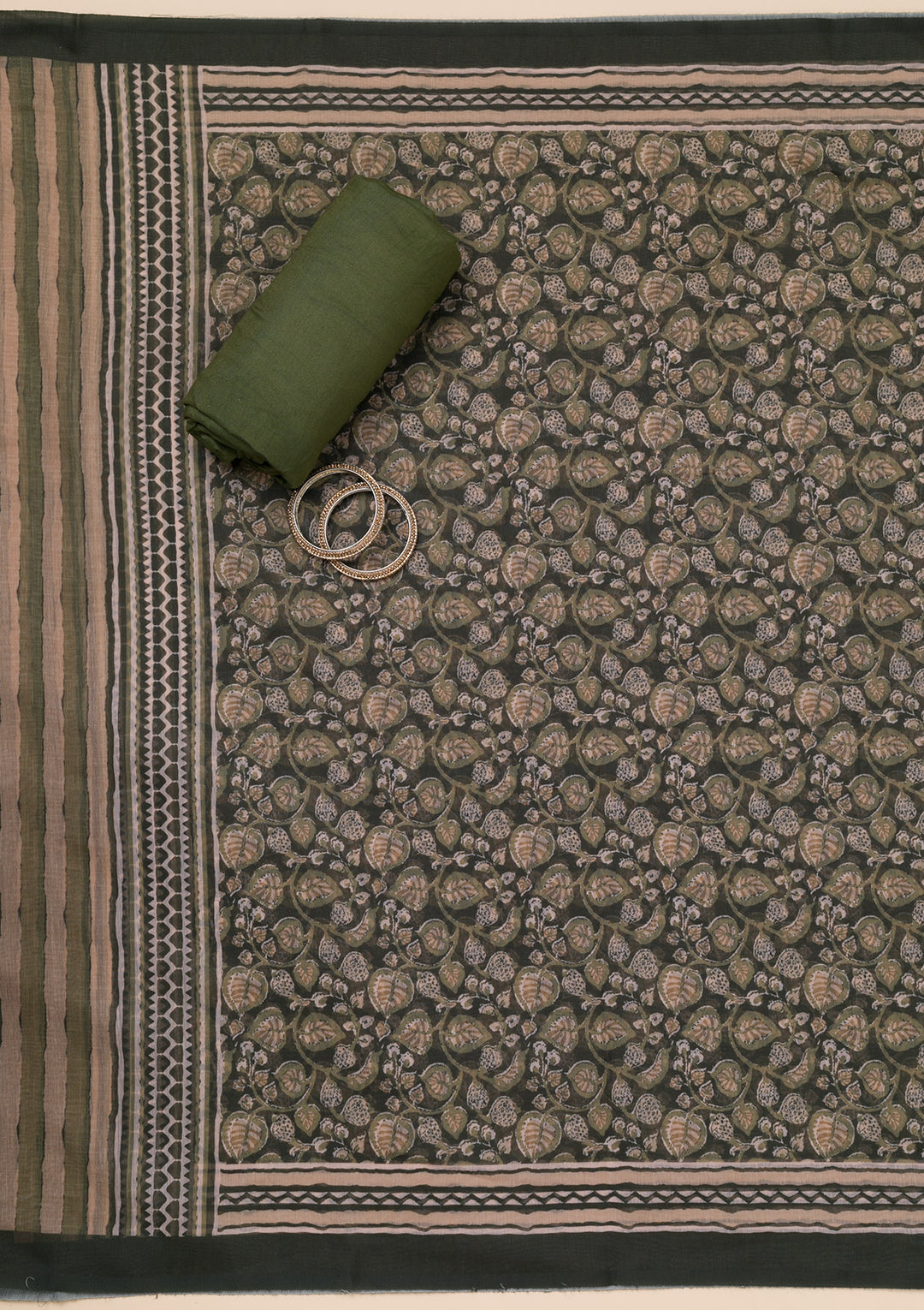 Green Printed Tissue Unstitched Salwar Suit