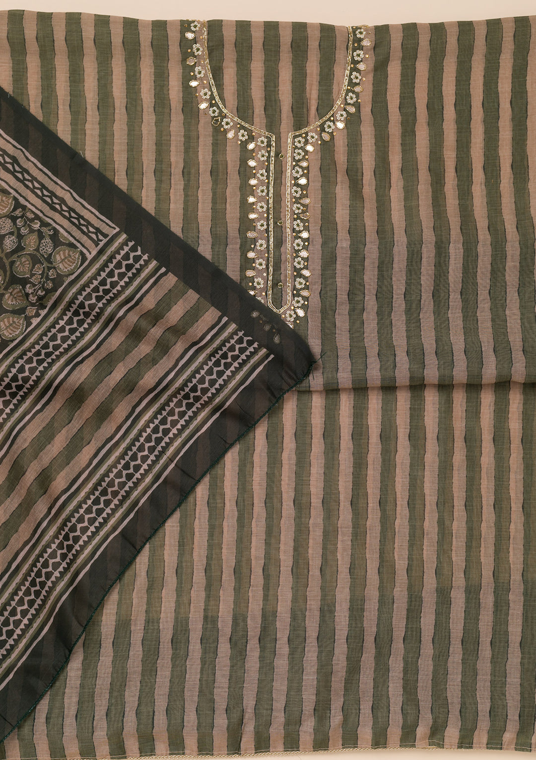 Green Printed Tissue Unstitched Salwar Suit