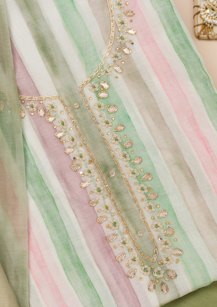 Green Printed Tissue Unstitched Salwar Suit