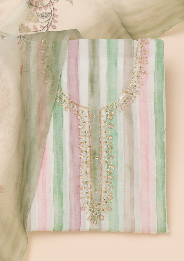 Green Printed Tissue Unstitched Salwar Suit