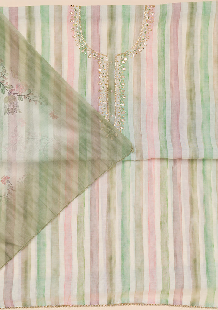 Green Printed Tissue Unstitched Salwar Suit