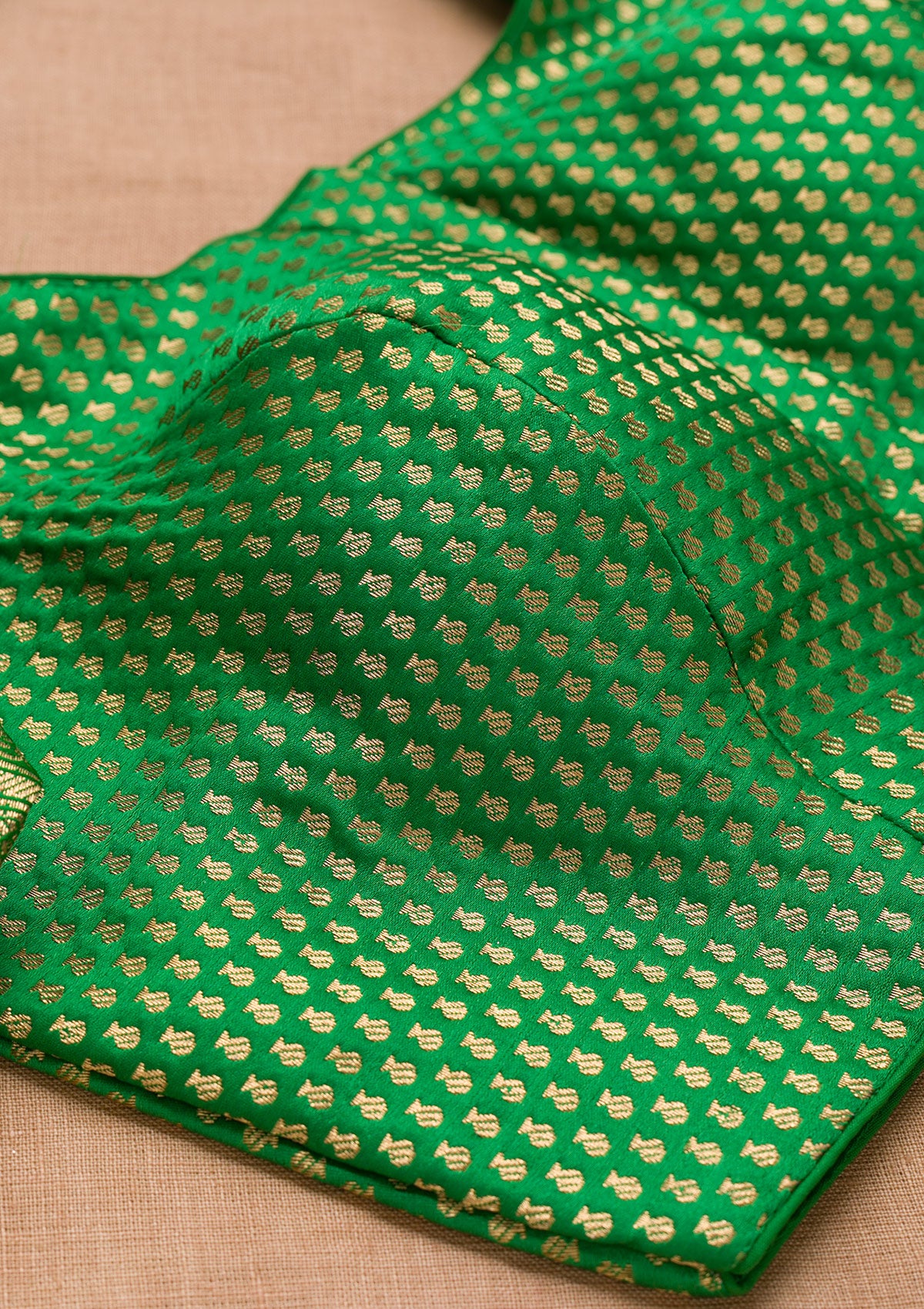 Green Zariwork Raw Silk Blouse