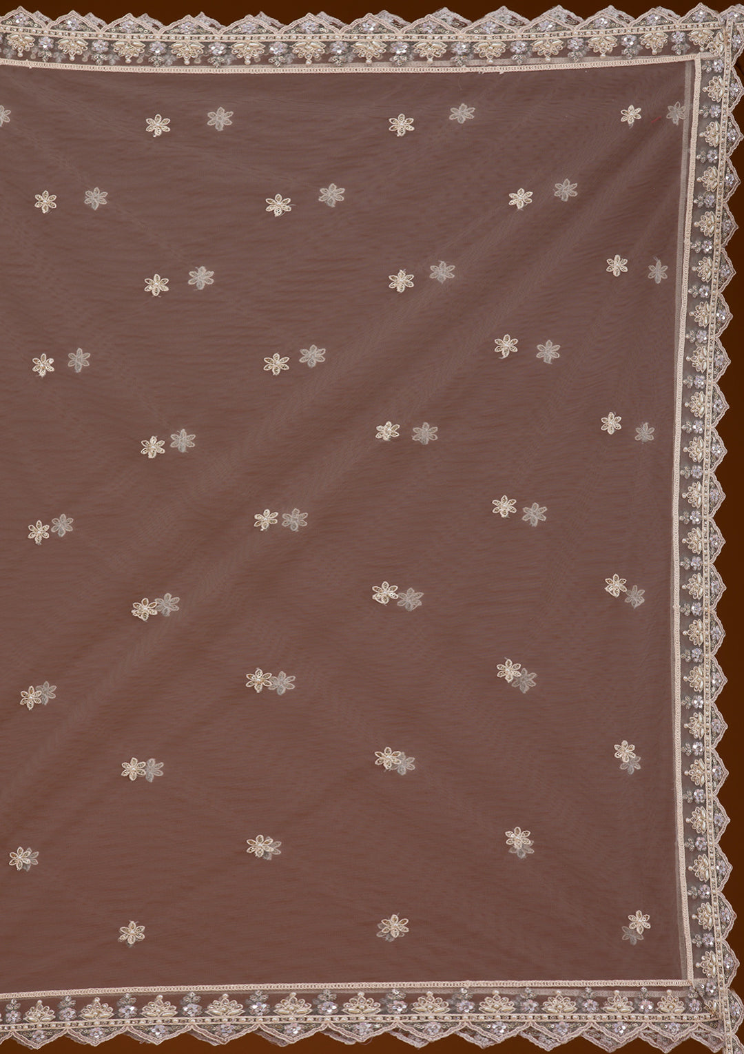 Grey Pearlwork Net Readymade Lehenga