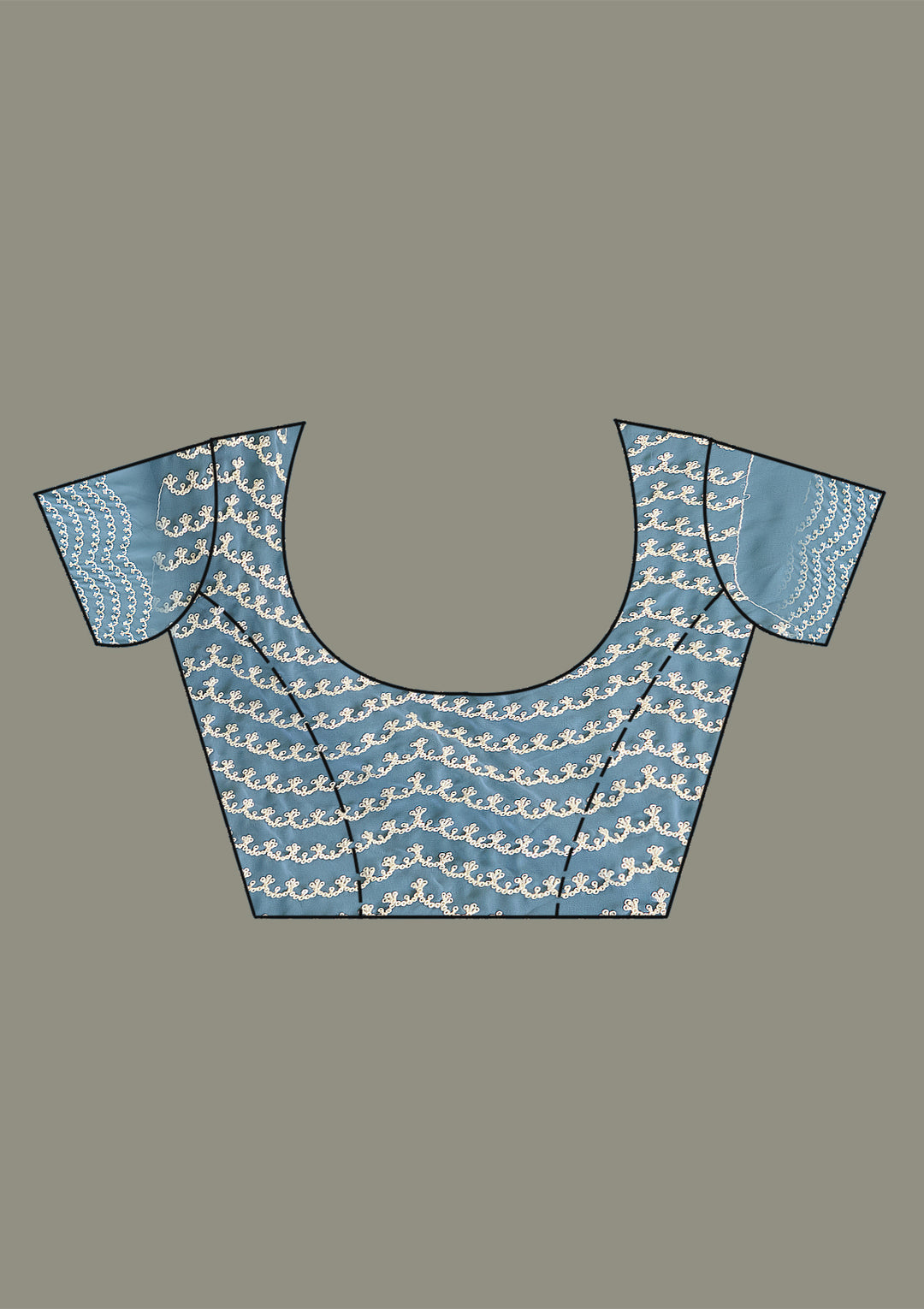 Grey Thread Work Tissue Saree