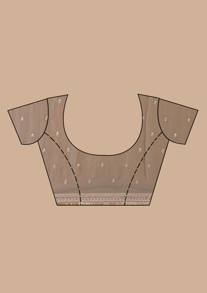 Grey Threadwork Tissue Saree