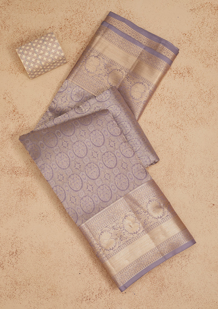 Grey Zariwork Pure Silk Saree