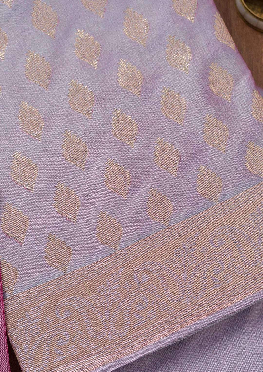 Lavender Zariwork Banarasi Unstitched Salwar Suit