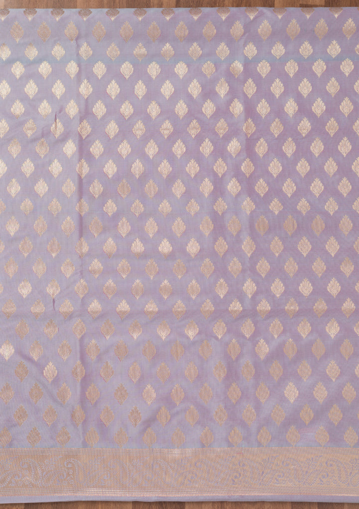 Lavender Zariwork Banarasi Unstitched Salwar Suit