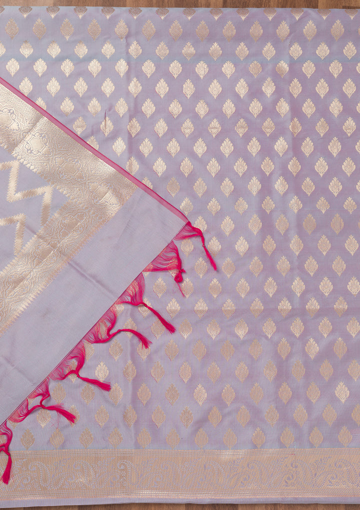 Lavender Zariwork Banarasi Unstitched Salwar Suit