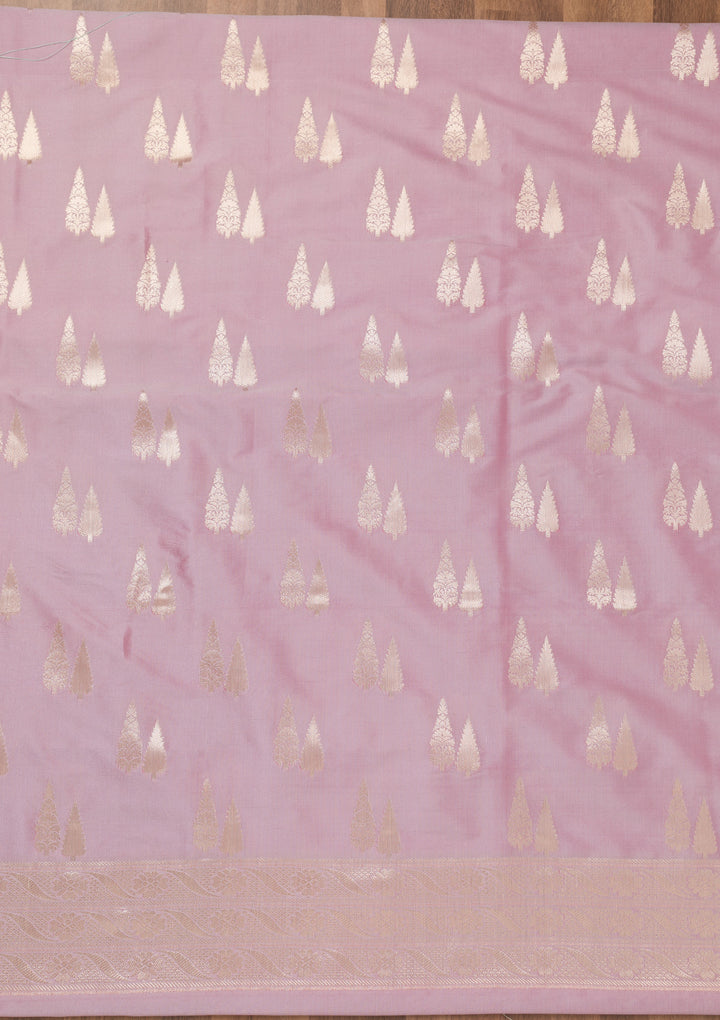 Lavender Zariwork Banarasi Unstitched Salwar Suit