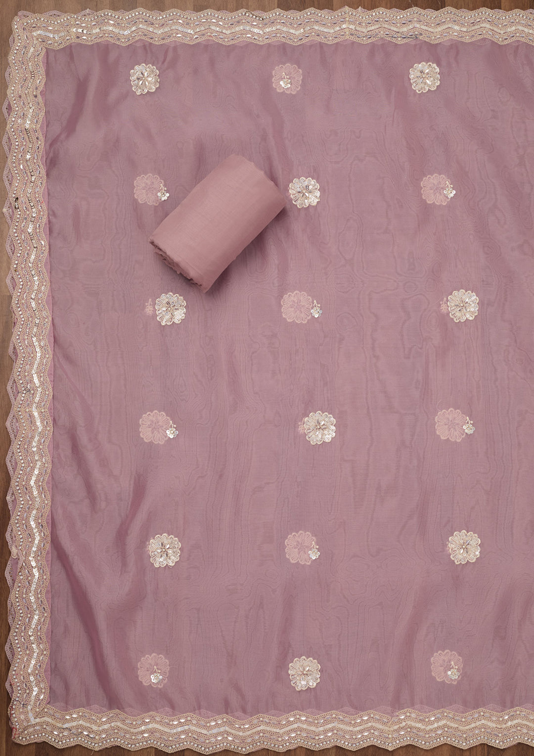 Lavender Sequins Georgette Unstitched Salwar Suit