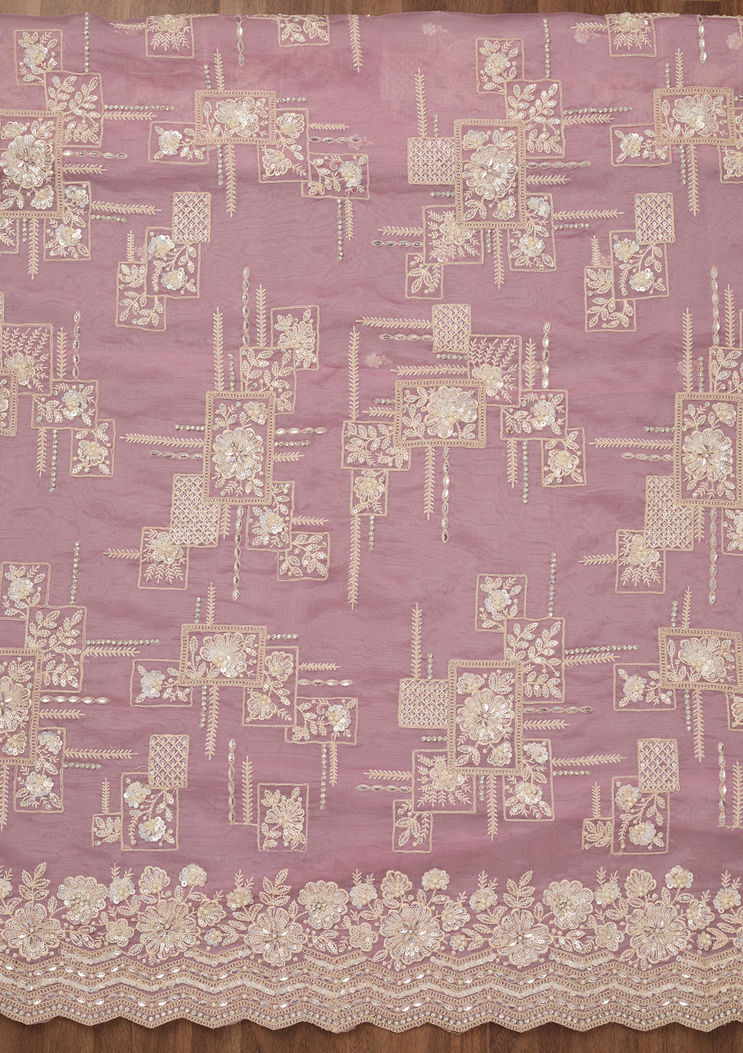 Lavender Sequins Georgette Unstitched Salwar Suit