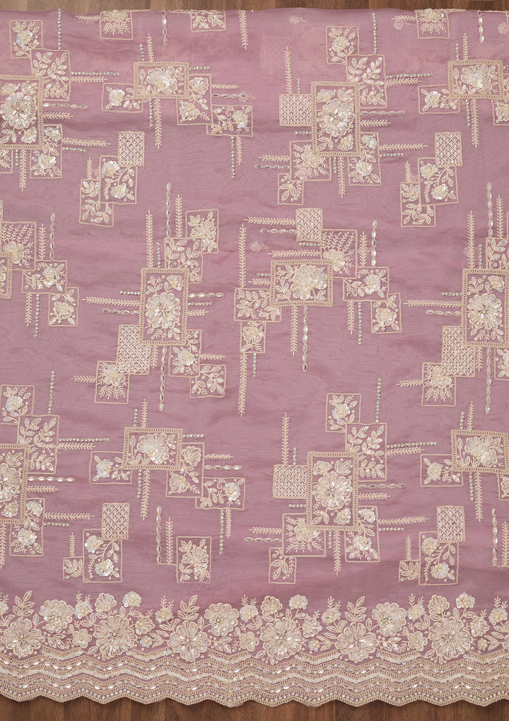 Lavender Sequins Georgette Unstitched Salwar Suit