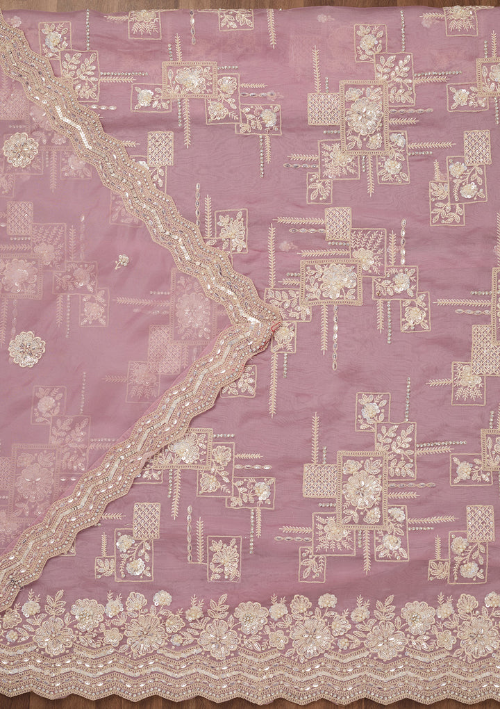 Lavender Sequins Georgette Unstitched Salwar Suit