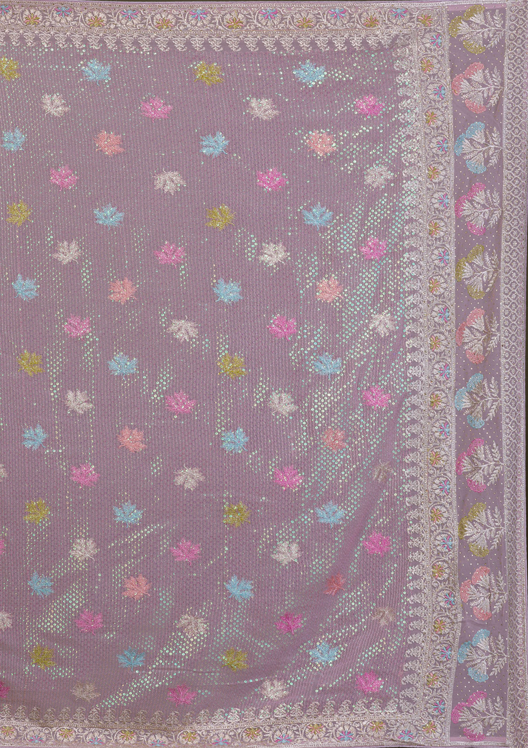 Lavender Sequins Georgette Saree