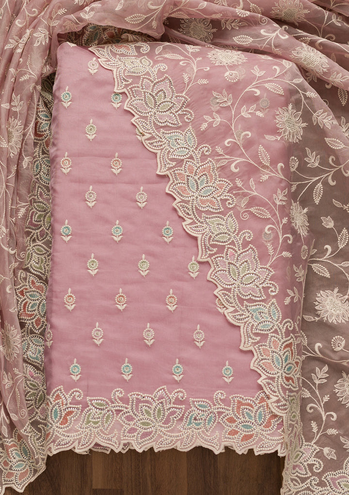 Lavender Sequins Organza Unstitched Salwar Suit