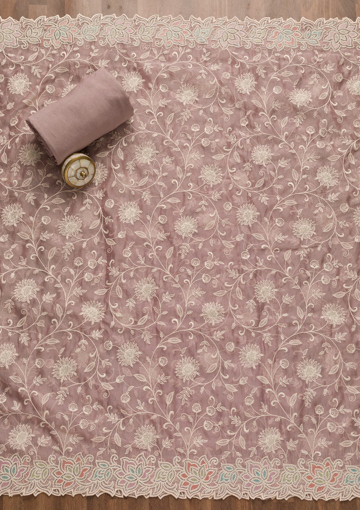 Lavender Sequins Organza Unstitched Salwar Suit