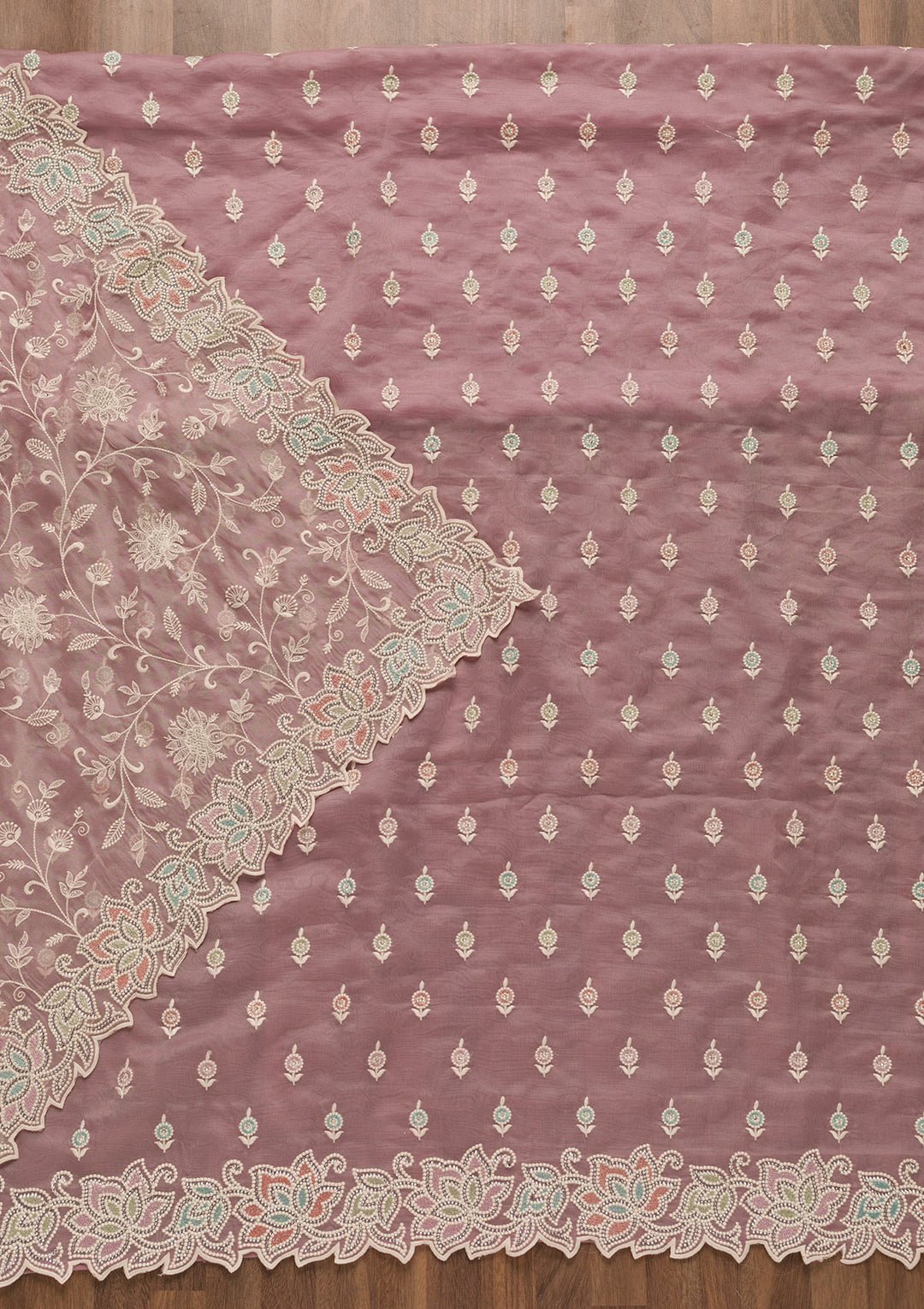 Lavender Sequins Organza Unstitched Salwar Suit