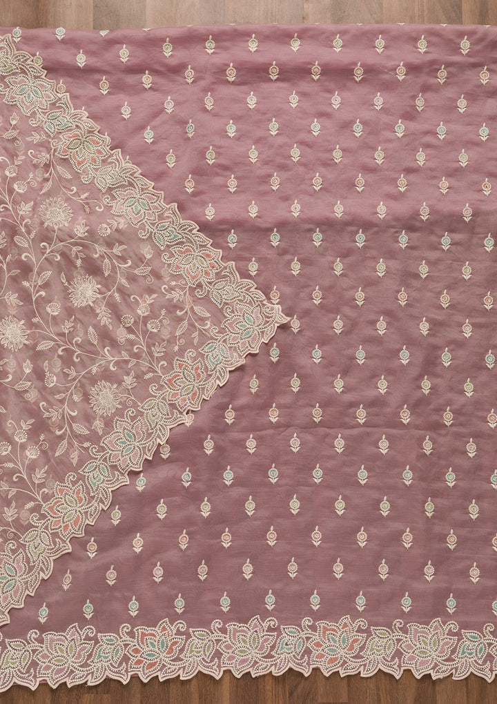 Lavender Sequins Organza Unstitched Salwar Suit