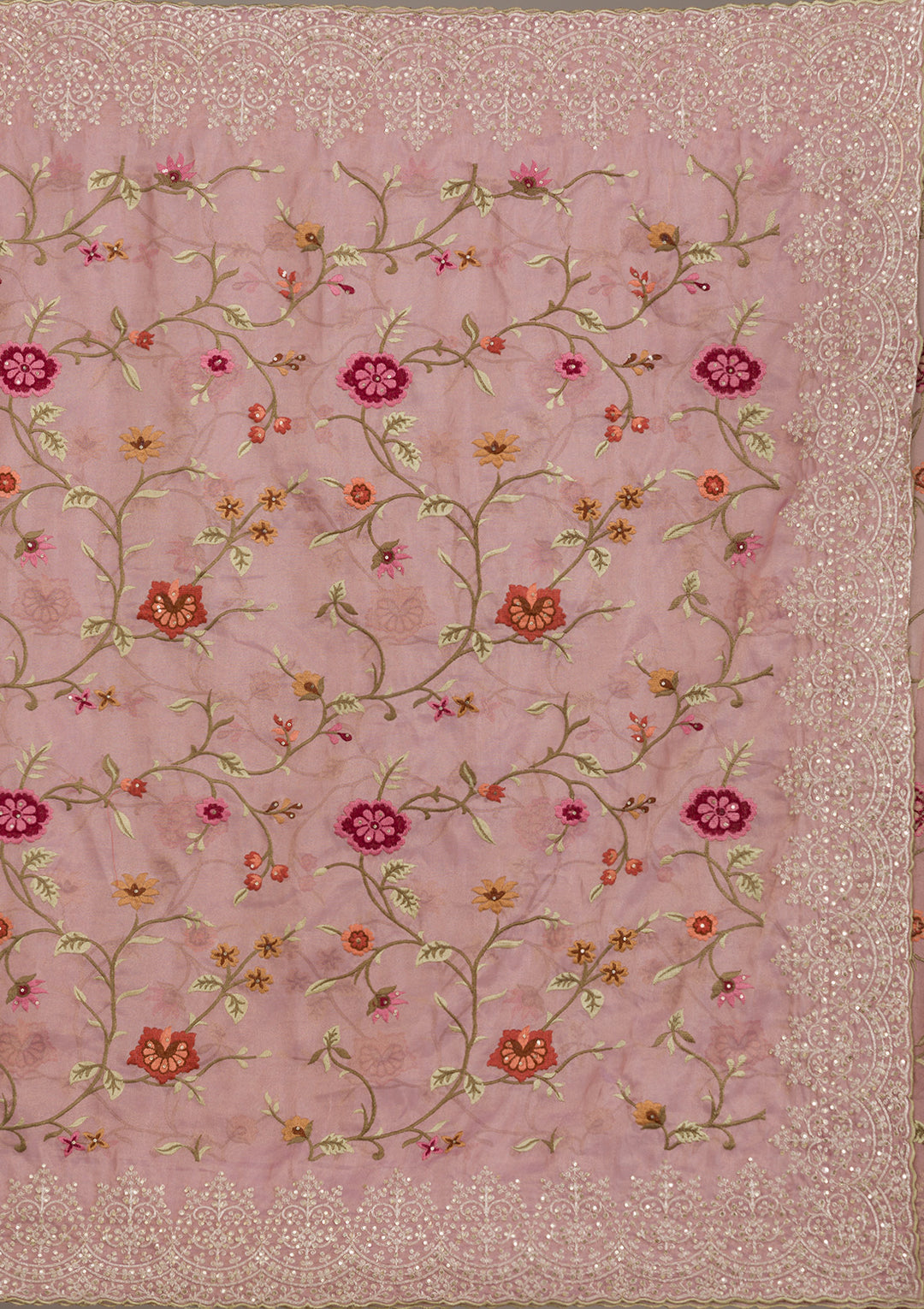 Lavender Threadwork Tissue Saree