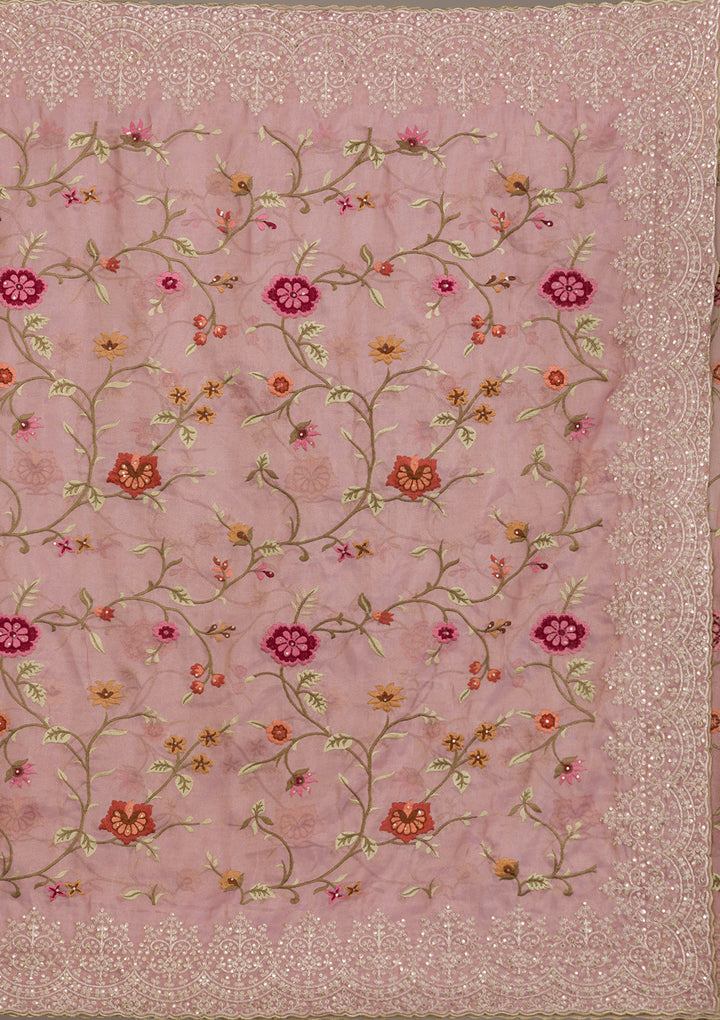 Lavender Threadwork Tissue Saree