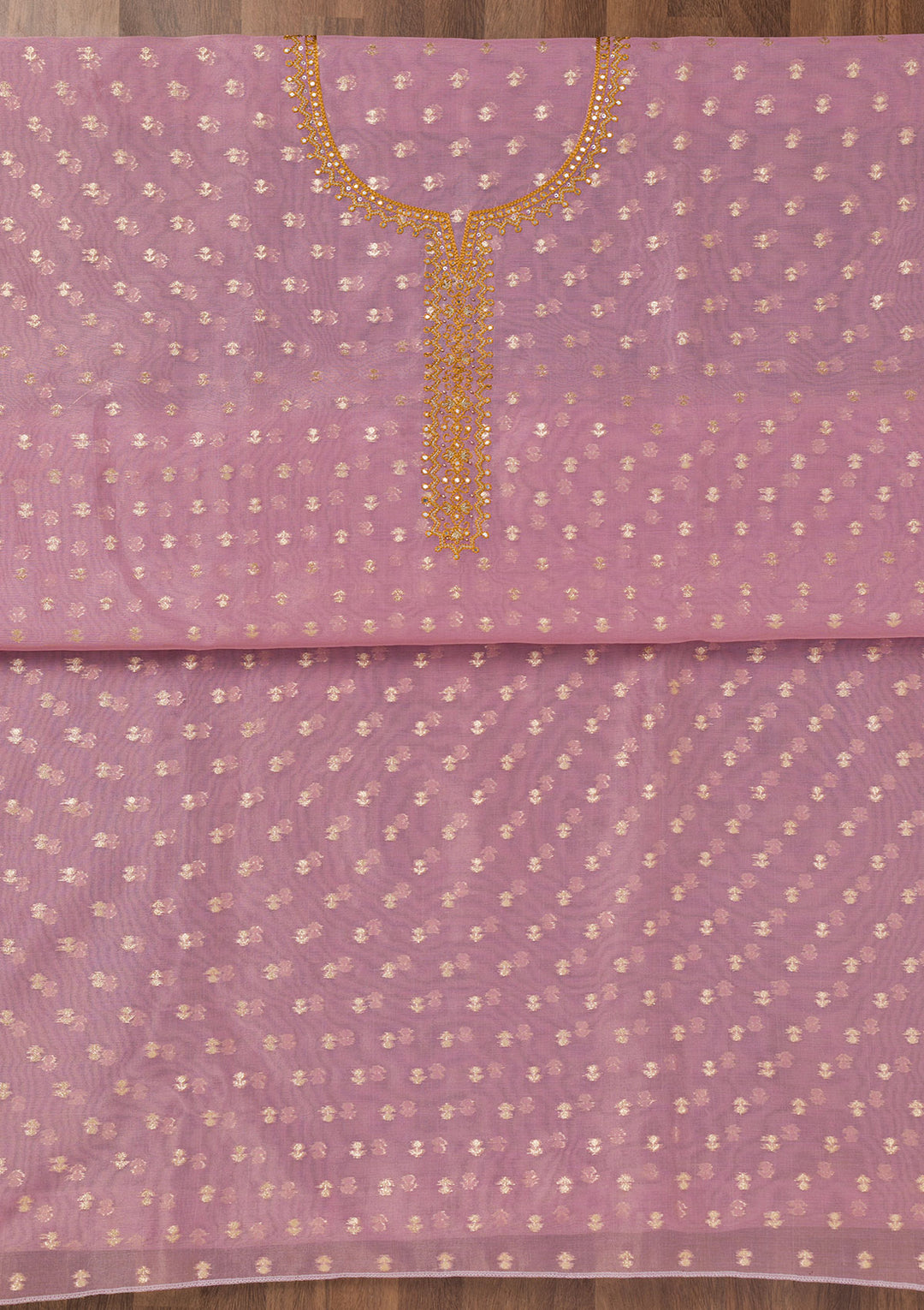 Lavender Zariwork Banarasi Unstitched Salwar Suit